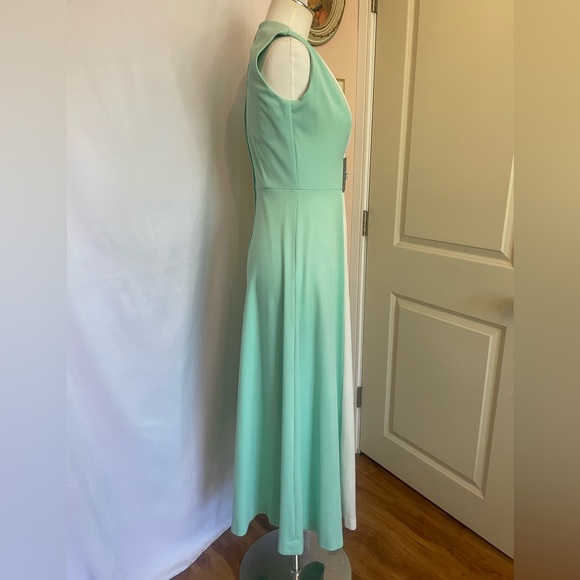 Gorgeous Vintage Boho Light Seafoam Green & White Sleeveless Maxi Dress Small - Picture 5 of 10